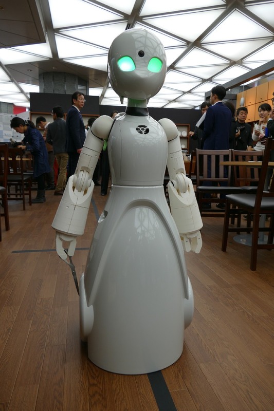 「OriHime-D」全身。身長120cm程度