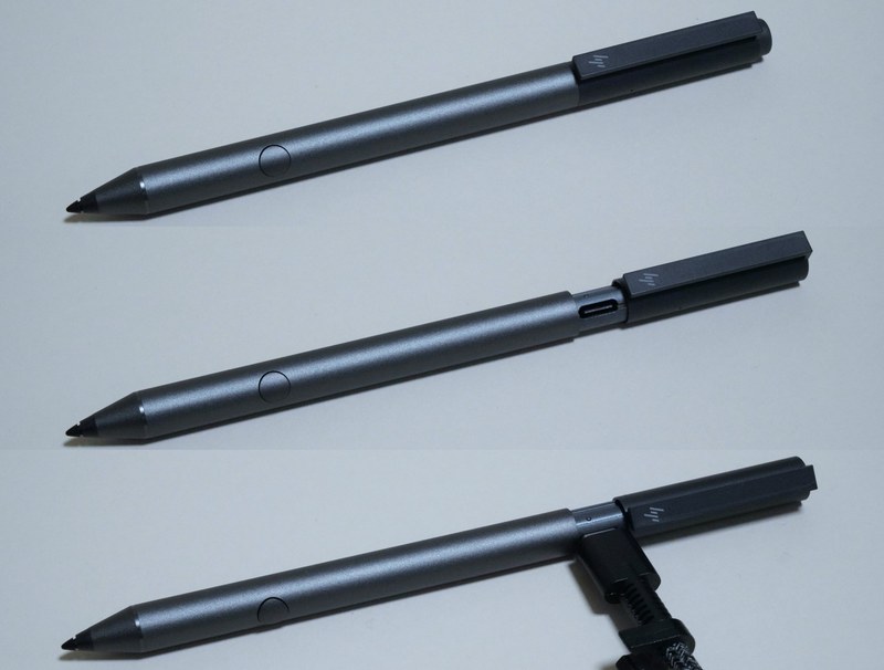 クリップ部を少し回転させてからうしろにずらすと、充電用USB Type-C端子が現われる