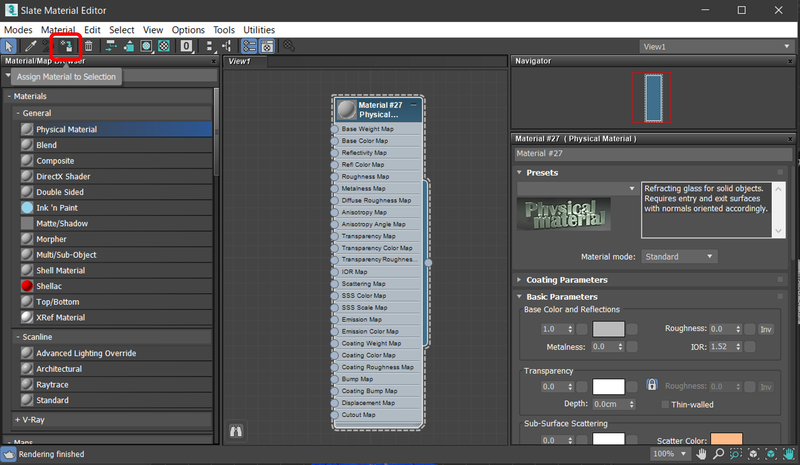 Assign Material to Selection(マテリアルを選択へ割り当て)ボタンをクリック