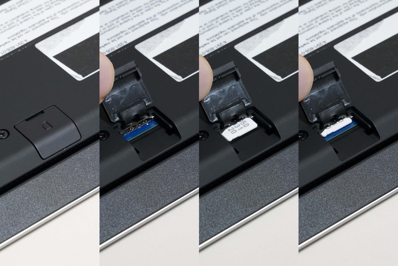 WWANモデルは底面ヒンジ側にMicro SIMカードスロットを用意