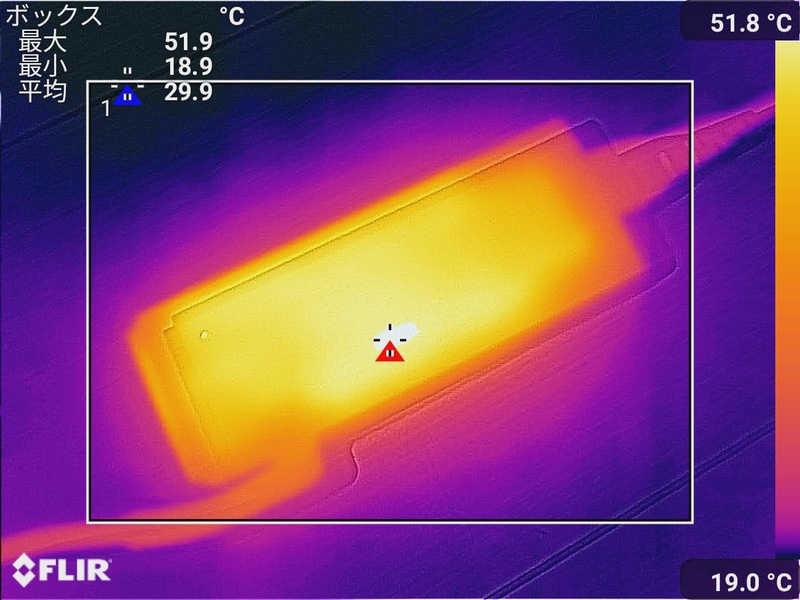 ACアダプタの最大温度は51.9℃