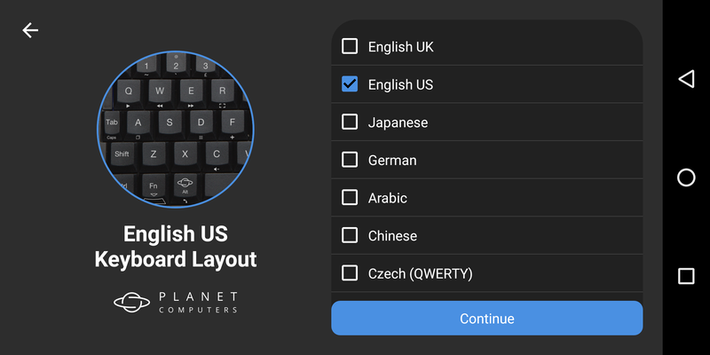 本機の場合、キーボードレイアウトにEnglish(US)を選択
