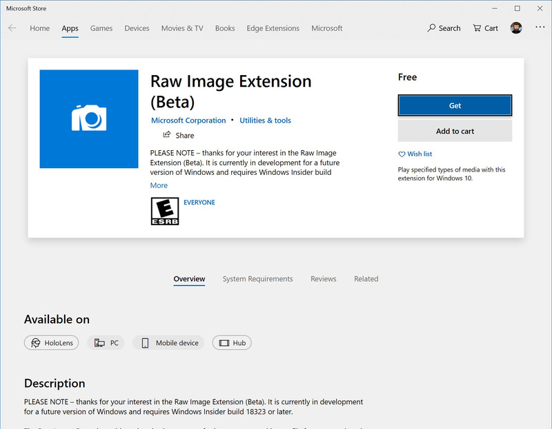 Raw Image Extension (Beta)