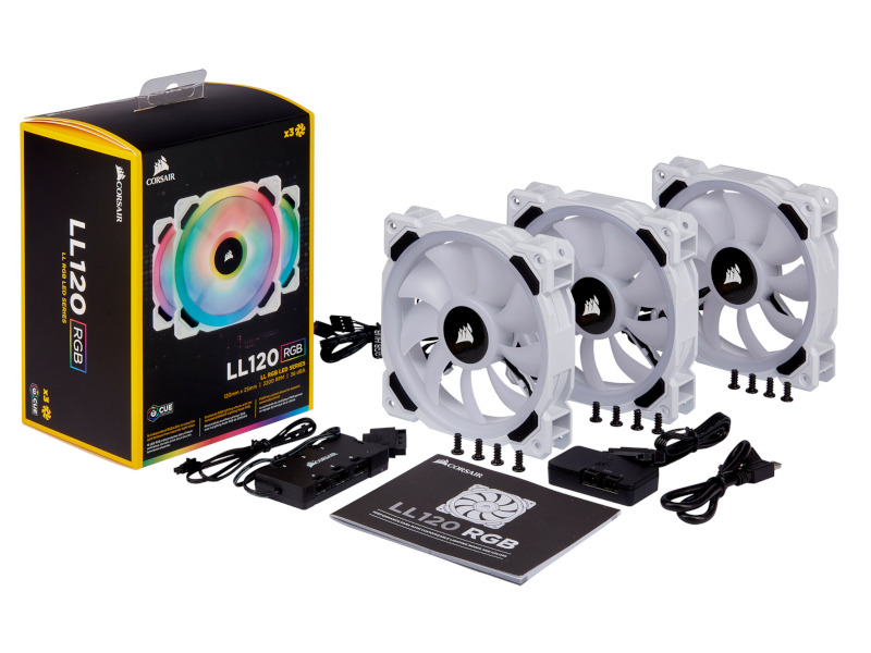 LL120 RGB White 3Fan Pack with Lightning Node PRO