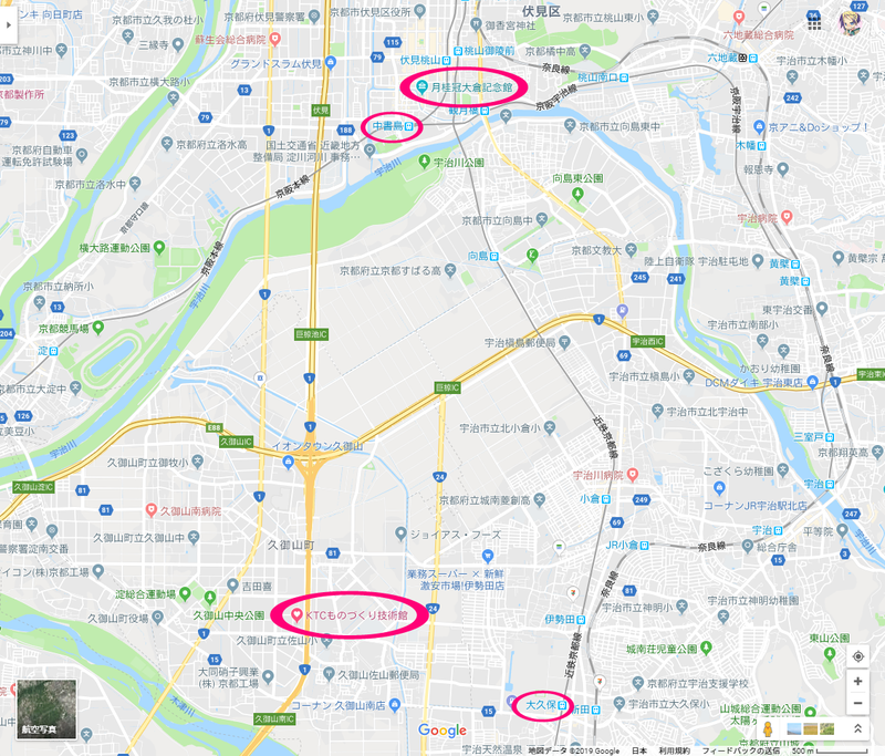 京阪の中書島と近鉄の大久保の中間ぐらいにある