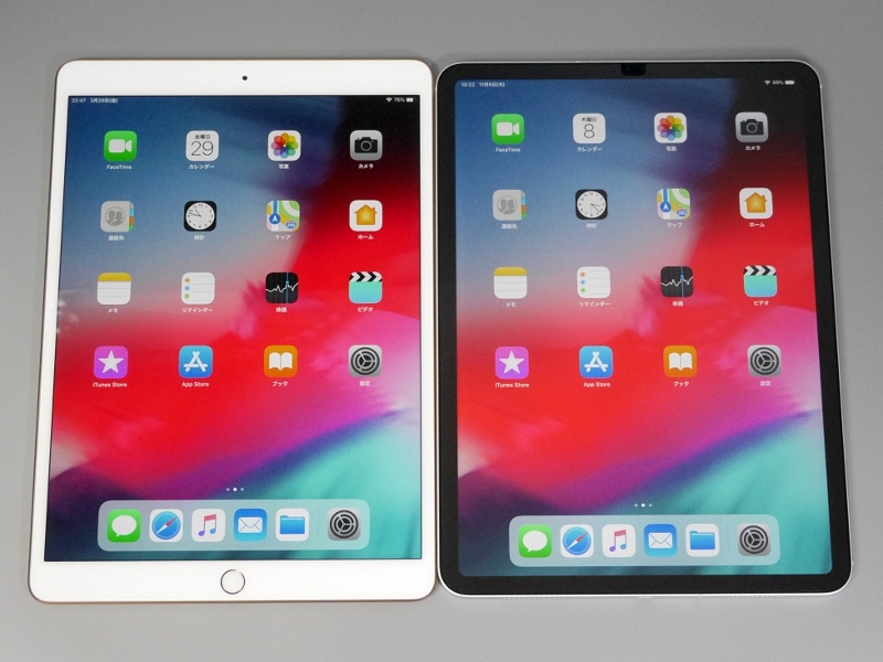 11インチiPad Pro(右)との比較。Touch IDを搭載することから、ボディサイズはむしろ本製品のほうが大きい