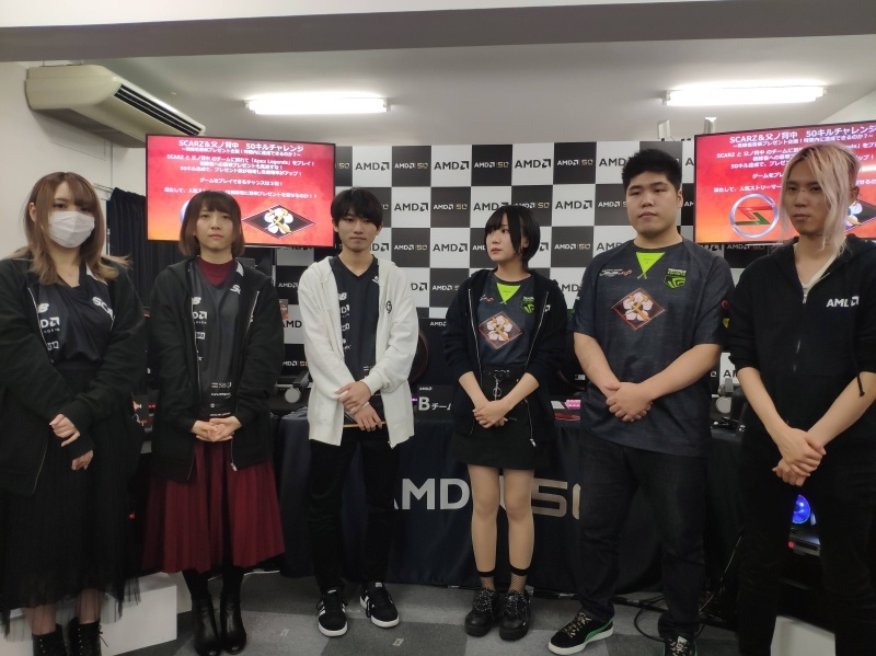 左から順にSCARZのみったんさん、yuccoさん、SeeKer選手、父ノ背中のはつめ選手、あびつん選手、あどみん選手