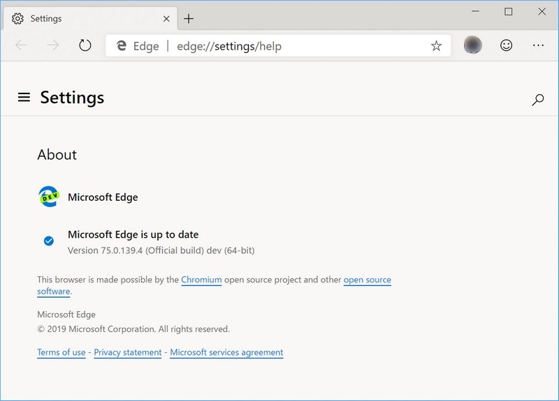 Microsoft Edge Insider経由で提供されているChromiumベースのMicrosoft Edge