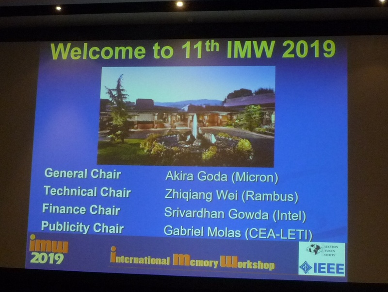 国際メモリワークショップ(IMW 2019)の議長(チェアパーソン)一覧。5月13日朝のオープニング・リマークから