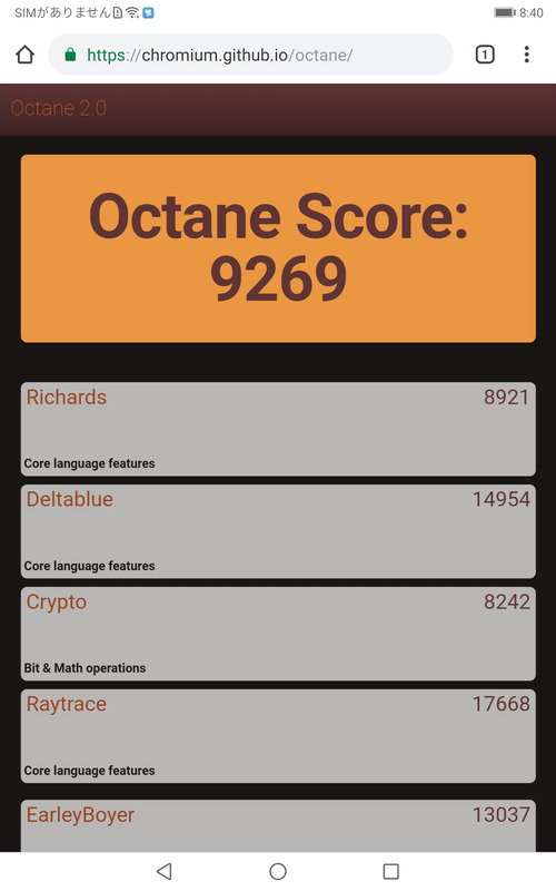 Google Octane 2.0「9,269」
