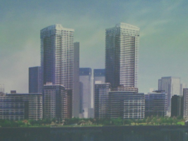 HARUMI FLAGパビリオンのシアター「VIRTUAL SCAPE」の様子。パナソニックのプロジェクタを使って空間を演出