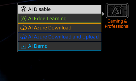 AI機能は全4種類の設定が可能。基本的には「AI Azure Download and Upload」で利用したい
