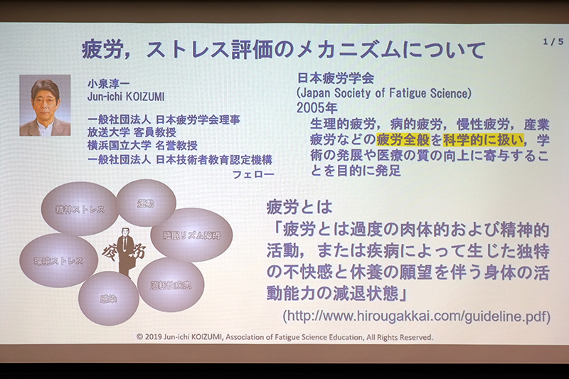 疲労とは「肉体的/精神的活動または疾病によって生じた独特の不快感」と「休養願望を伴った活動能力の減退状態(パフォーマンスが統計的有意に低下した状態)」