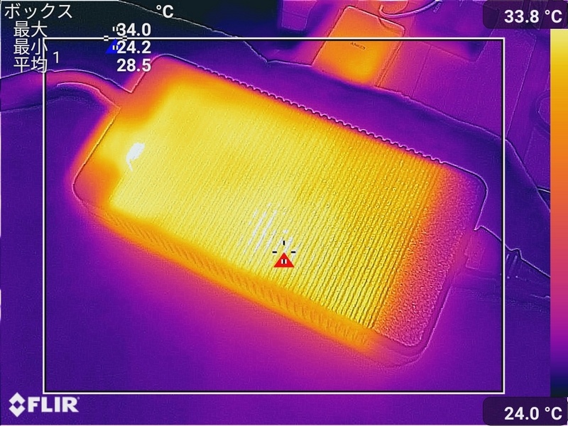 ACアダプタの最大温度は34℃