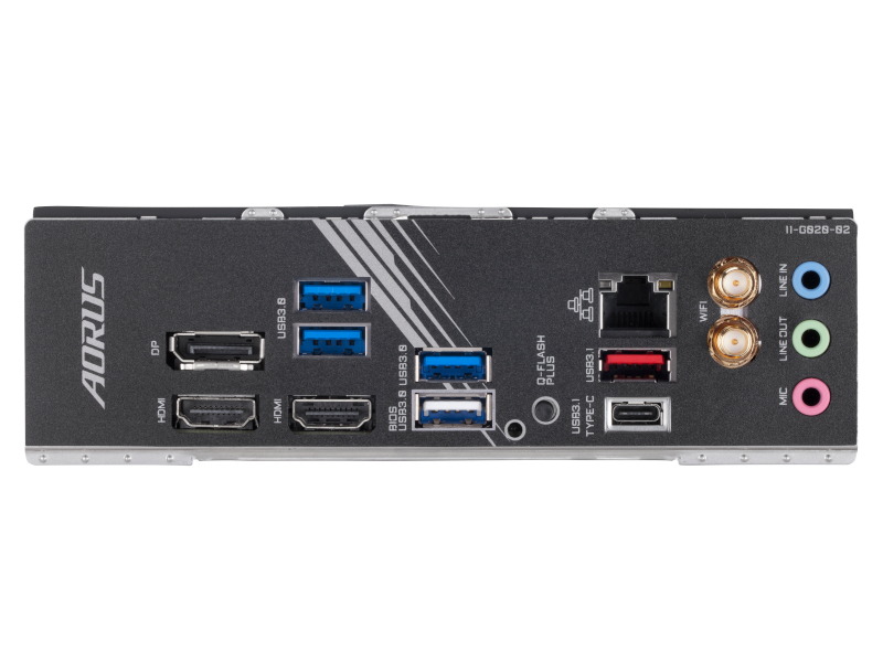 背面ポート部(X570 I AORUS PRO WIFI)