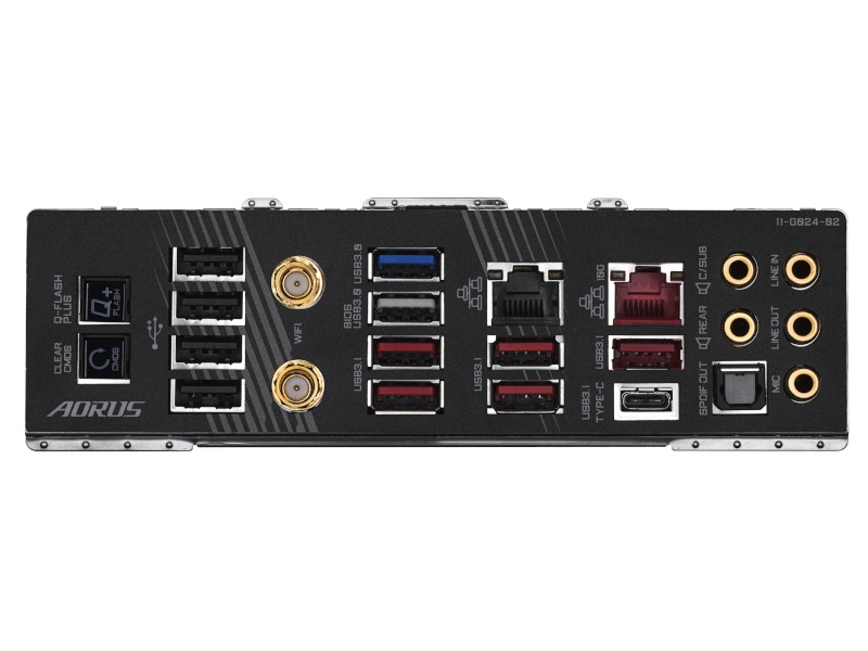 背面ポート部(X570 AORUS EXTREME)