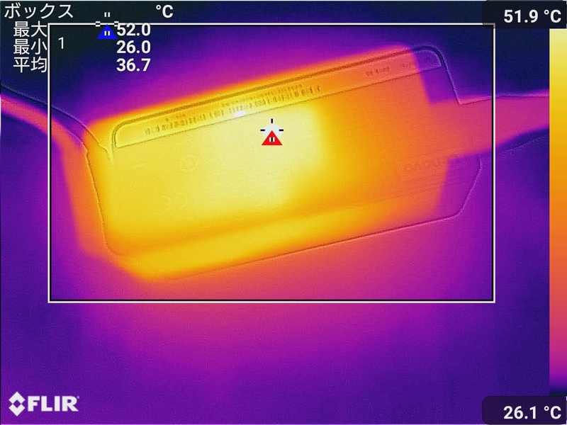 ACアダプタの最大温度は52℃
