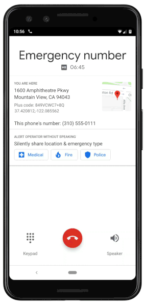 タップで緊急通報を行なう様子