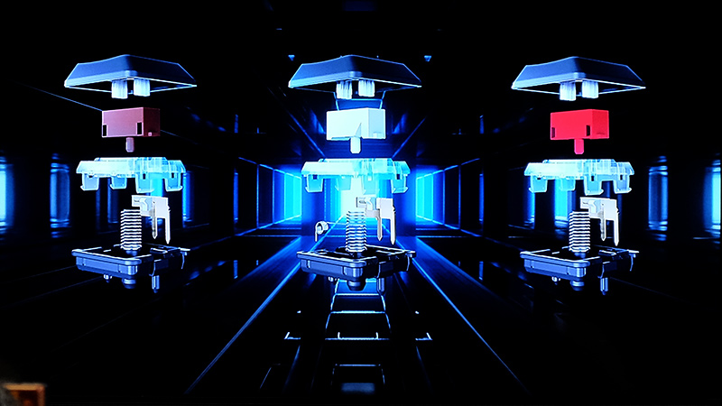 独自開発のロープロファイルスイッチ