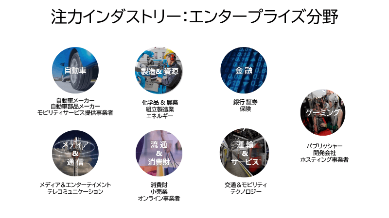 エンタープライズ分野の注力業界