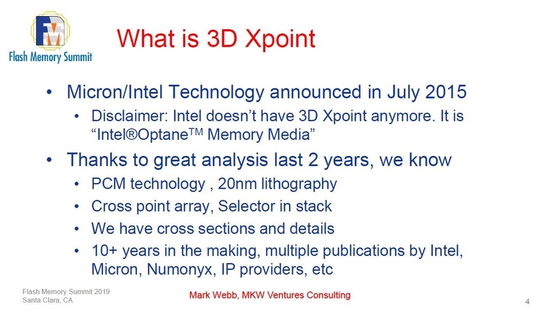 3D XPointメモリの正体で明らかになった部分の例。Mark Webb氏がFMSで発表したスライドから