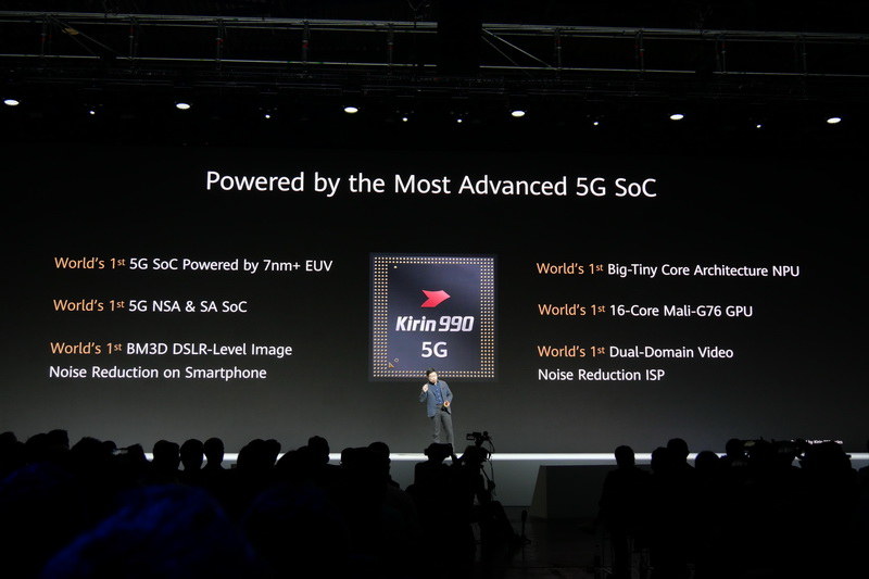 Mate 30シリーズには、最新SoC「Kirin 990」を採用。5G対応モデルには5Gモデム統合版となる「Kirin 990 5G」を搭載