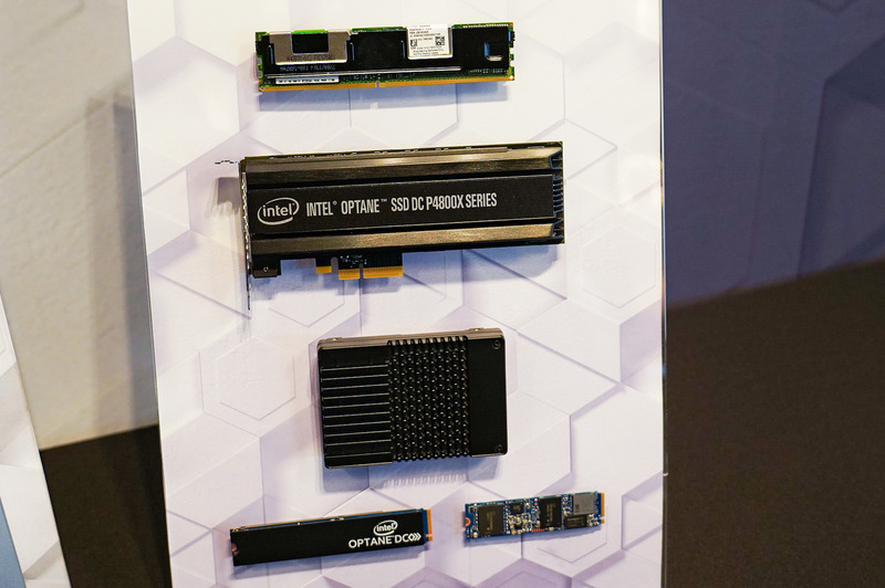 各種のOptane製品、一番上がOptane DC Persistent Memory、PCI Expressカード、2.5インチ、M.2などのフォームファクタはOptane SSD