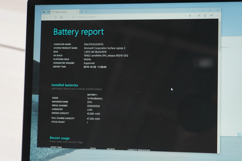 Surface Laptop 3 15型-AMD版のバッテリー容量