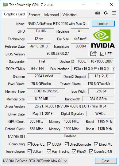 統合GPUとGeForce RTX 2070 with Max-Qとをスイッチャブルで利用できる