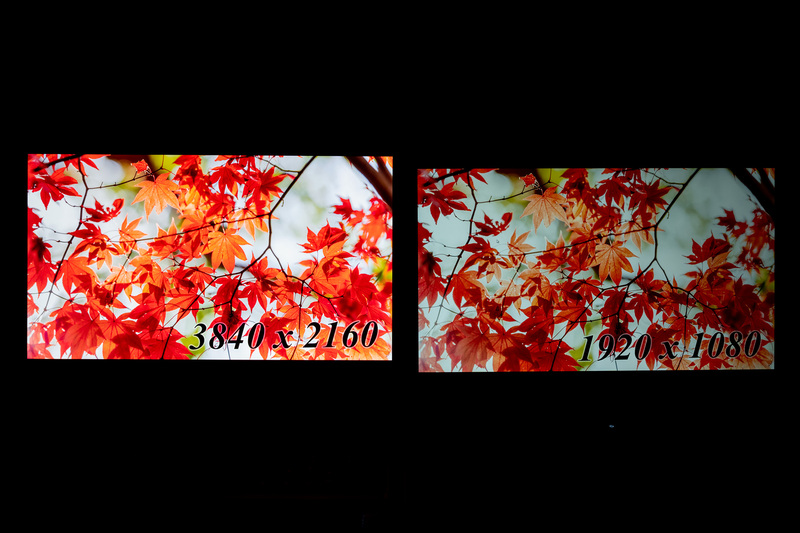 右は一般的なIPS液晶ディスプレイ搭載モデル。赤の多い写真を表示させてみると発色の違いがよくわかる