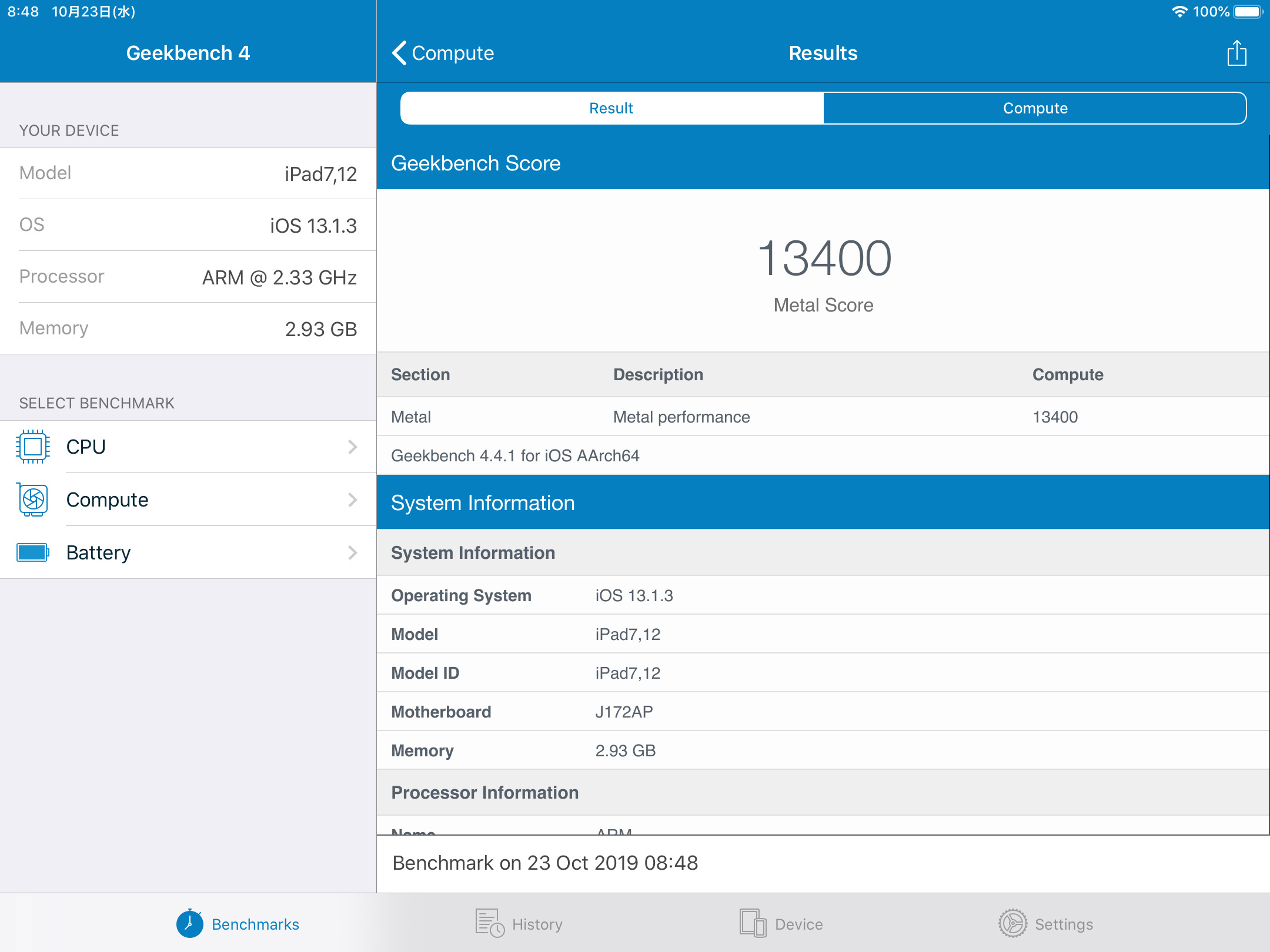 Geekbench 4/Metal 13,400(12,739)
