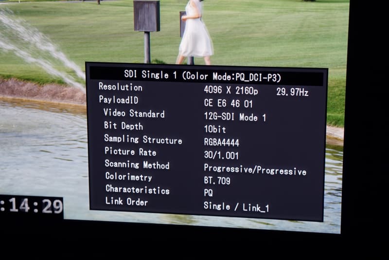 映像入力の詳細表示。SDIから出力している