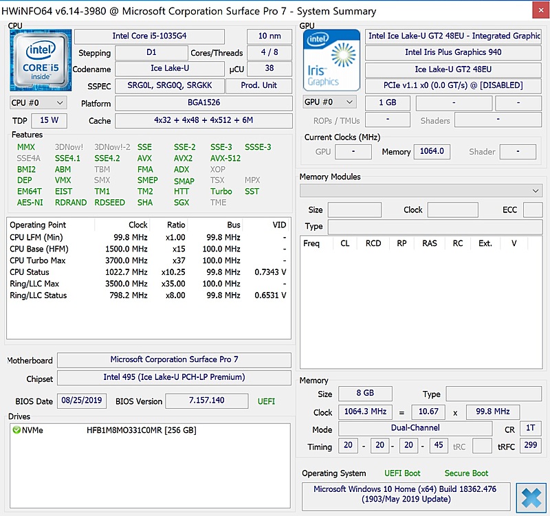 HWiNFO 64の表示。メモリはDDR4x-2133、デュアルチャネル動作と表示されている