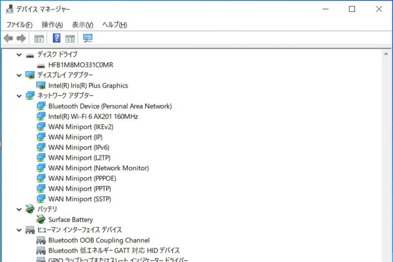 Wi-Fi 6とBluetooth 5.0に対応。第10世代Coreプロセッサ内蔵のベースバンド機能を利用する通信モジュール「Intel AX201」を搭載している。2ストリームで最大2.4Mbpsの通信に対応する