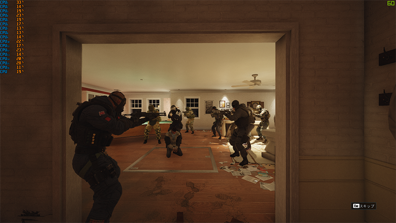 リフレッシュレート60Hz V-Syncオンでの平均CPU負荷は最大で20%程度© 2015 Ubisoft Entertainment. All Rights Reserved.