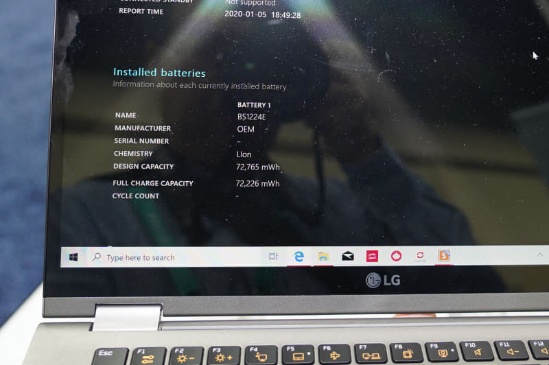 バッテリ容量は72Wh