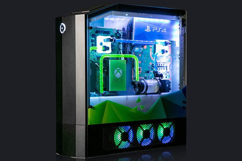 ORIGIN PCが2019年7月に発表した、ゲーミングPCと、PlayStation4 Pro、Xbox One X、Nintendo Switchドックを集約した究極のゲーミングPC「BIG O」。発売の予定はなかったが、予想外の反響から仕様を変更し販売することとなった