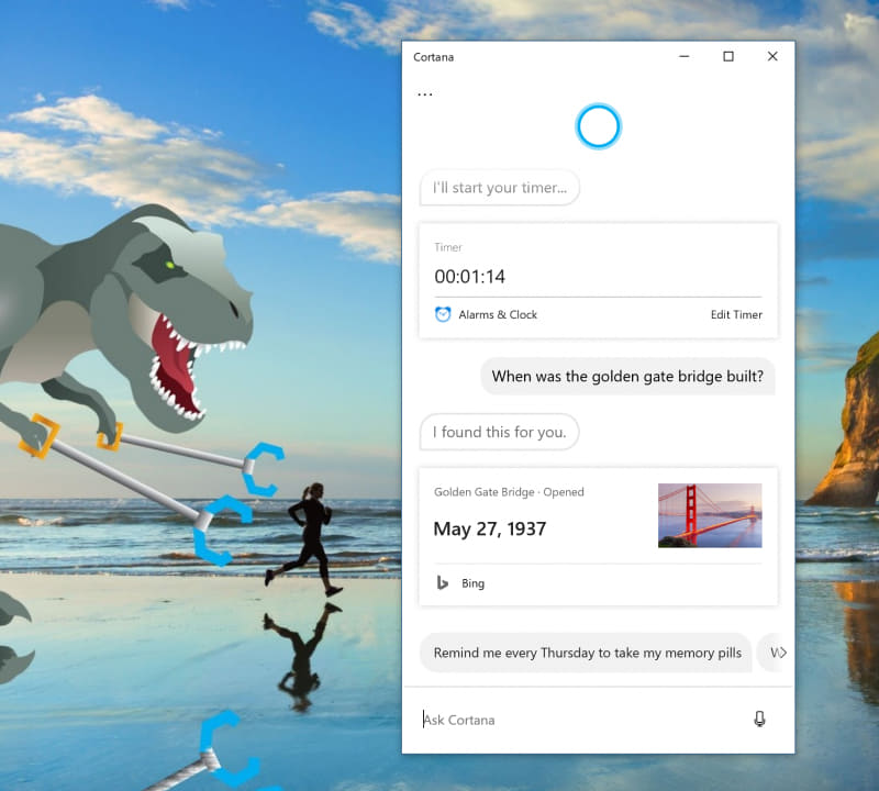 Cortanaへのタイマーセットや会話