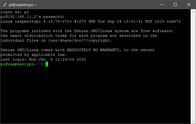 Windowsからsshでログイン