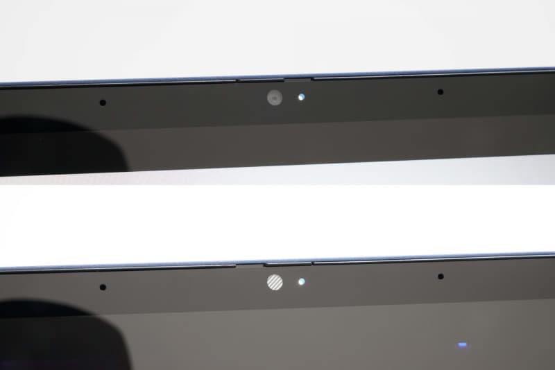 Webカメラが動作しているとカメラランプが点灯する。このWebカメラにはプライバシーシャッターが標準搭載されており、物理的にレンズをふさぐことが可能だ