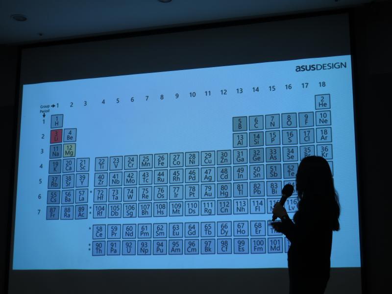 マグネシウムリチウム合金の採用。元素周期表からわかるとおり、ともにアルミニウムより軽量な元素だ