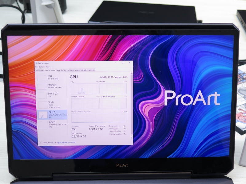 GeForce RTX 6000はIntel UHD Graphicsを介して出力するNVIDIA Optimus仕様だ