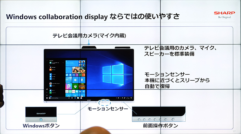テレビ会議用カメラ/マイクとWindowsボタン、モーションセンサー、IoTセンサーなど搭載