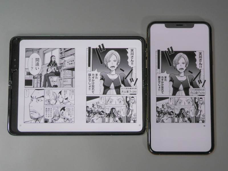 見開き表示にしても本製品のほうがまだサイズが大きい