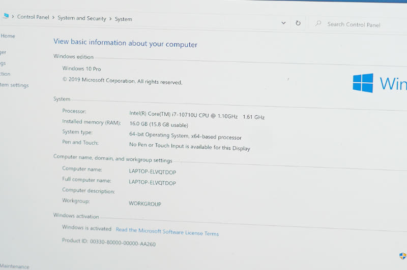 ThinkPad X1 Yoga(Gen 5)のCPUはCore i7-10710Uになっていた