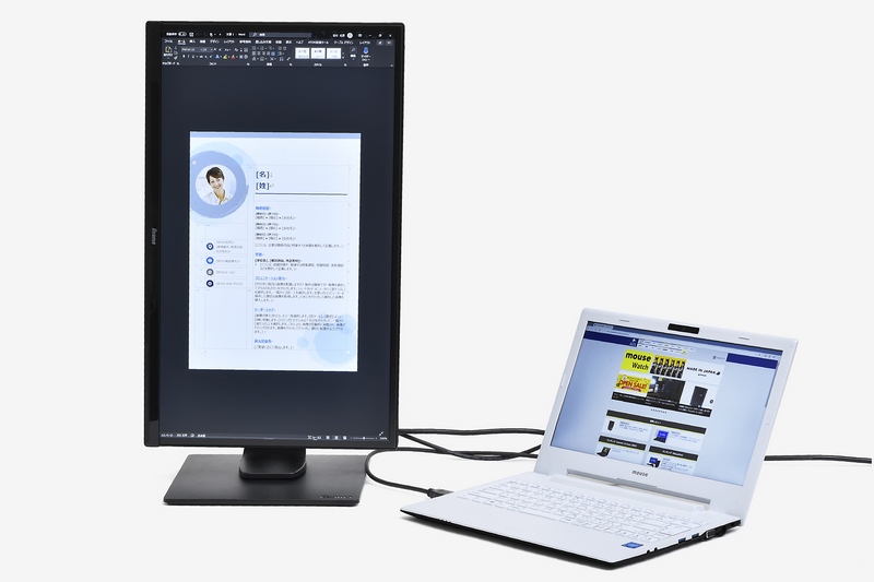 このようにピボット回転を活用して、縦画面と横画面の組み合わせでも使える
