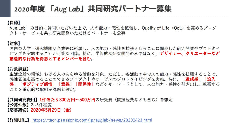 2020年度「Aug Lab」共同研究パートナー募集要項