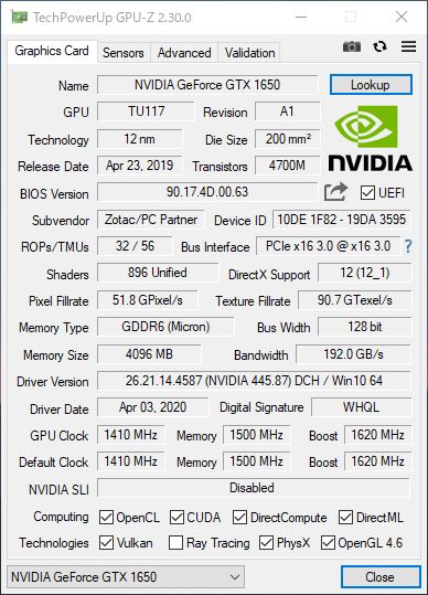 GDDR6版のGPU-Zの結果