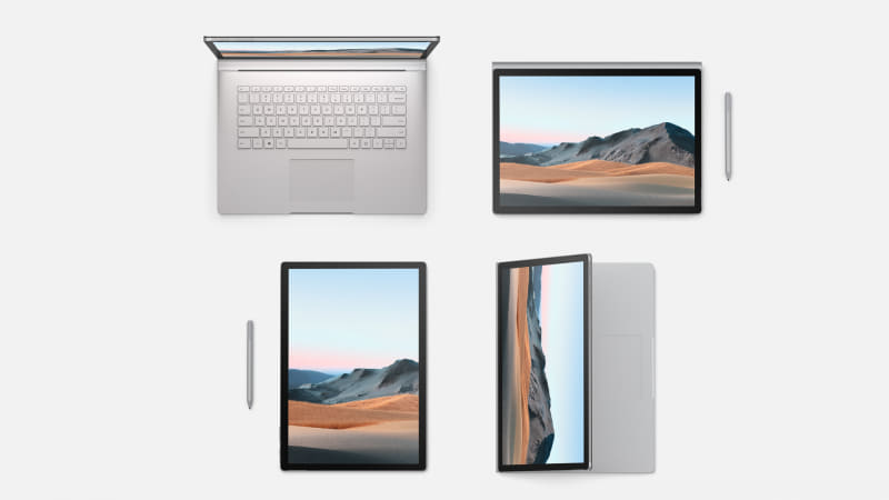 Surface Book 3、従来のモデルと同じように変形させて4つのモードで利用可能、Surface Penも利用可能