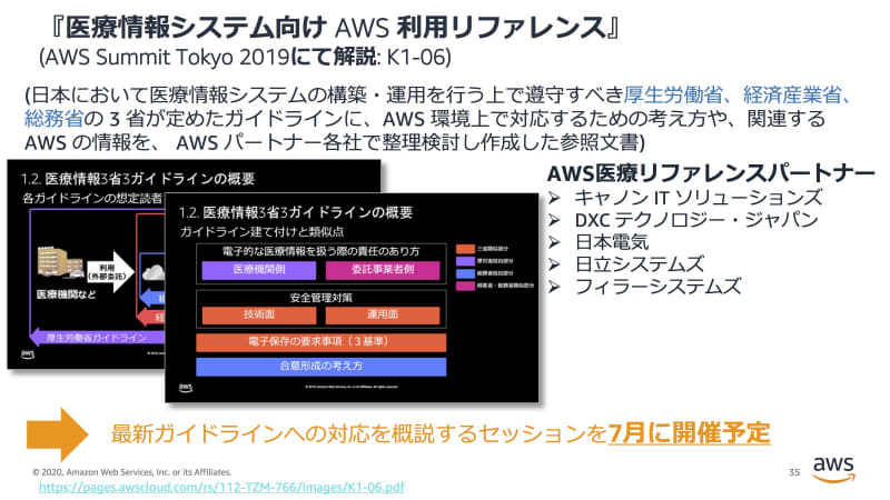 医療情報システム向けのAWS利用リファレンスも公開